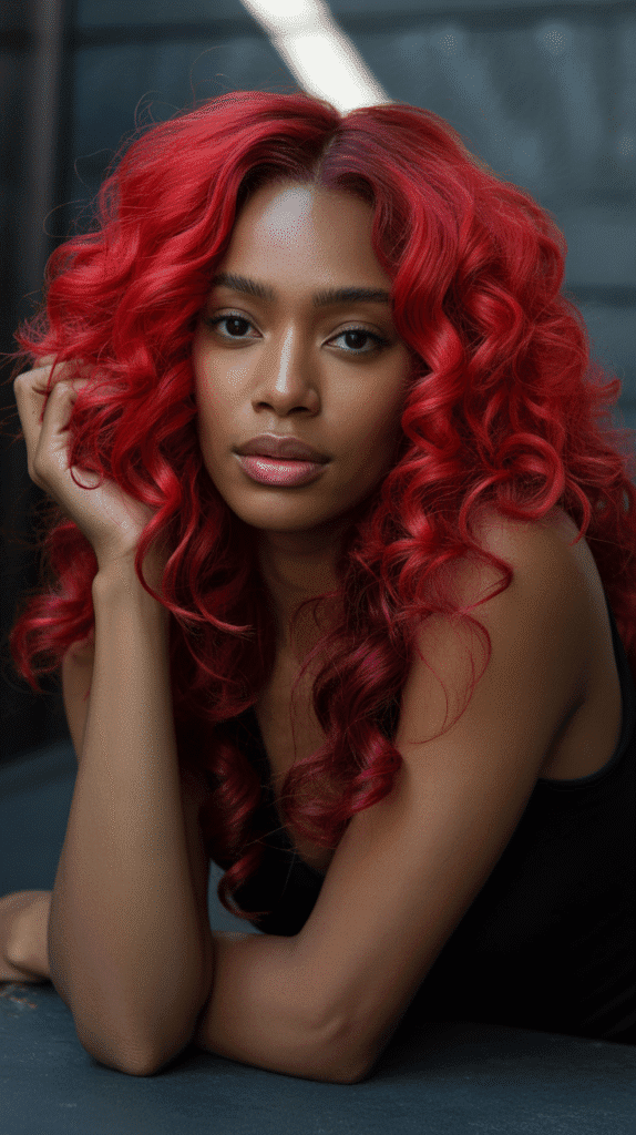 31 Bold Winter Hair Color Ideas for Black Women to Brighten the Cold Months 25 Crimson Red
