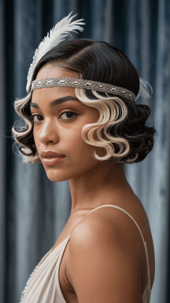 26 Cute Blonde Pin-Up Hairstyles for Black Women With Vintage Vibes 14 Finger Wave Bob With Platinum Tips