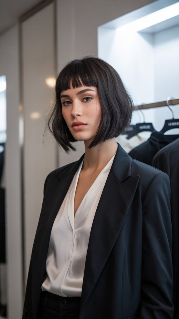 27 Modern French Short Hairstyles That Are Parisian-Approved 9 The French Baby Bangs Bob