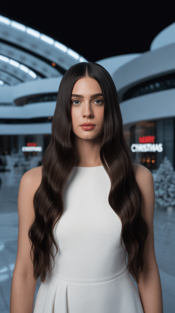 27 Easy Christmas Party Hairstyles for Long Hair Perfect for the Holidays 25 Sleek Center Part with Straight Hair