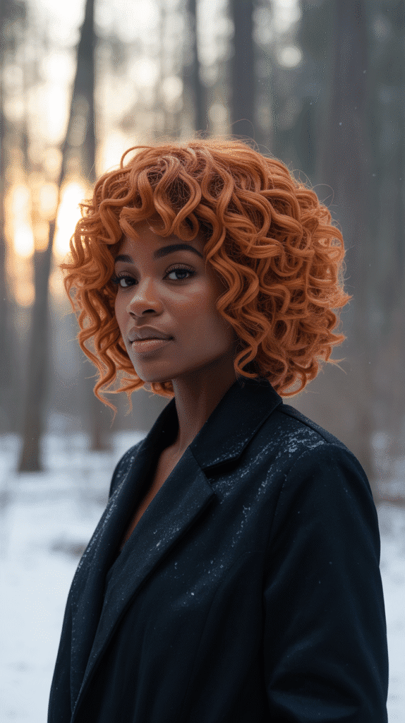 30 Gorgeous Winter Wig Styles for Black Women You'll Want to Try Now 21 Copper Auburn Curly Bob
