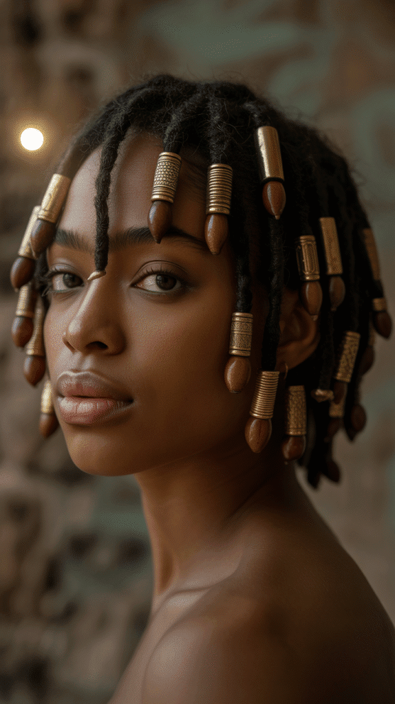27 Latest Short Dreadlock Styles That Are Easy and Stylish 16 Short Locs with Beads and Accessories
