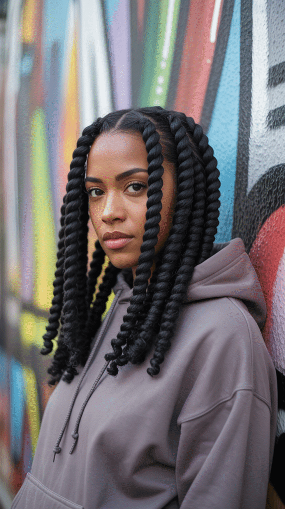 28 Protective Winter Hairstyles for Black Women with 4C Hair 27 Chunky Flat Twists