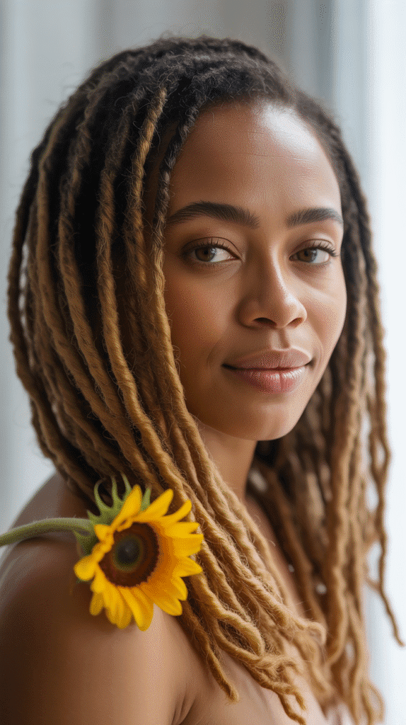 30 Beautiful Medium Dreadlock Styles for Black Women That Stand Out 19 Medium Locs with Ombre Color