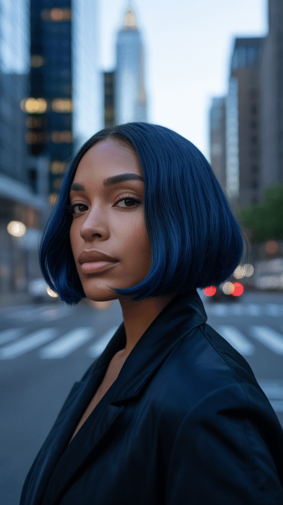 31 Bold Winter Hair Color Ideas for Black Women to Brighten the Cold Months 3 Midnight Blue