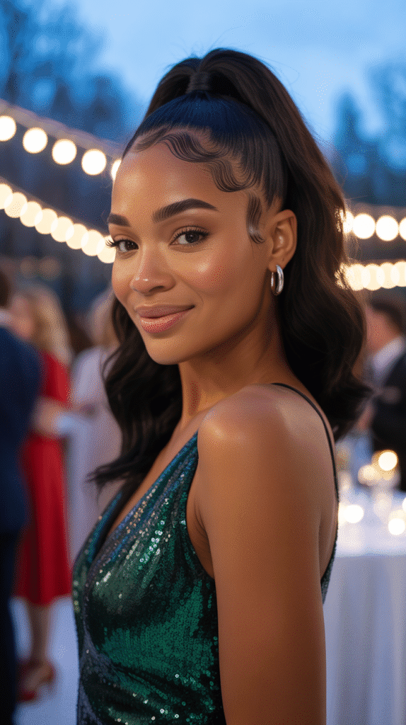27 Sleek Straight Natural Hairstyles for Black Women Perfect for Winter 5 Sleek High Ponytail with Baby Hairs Styled