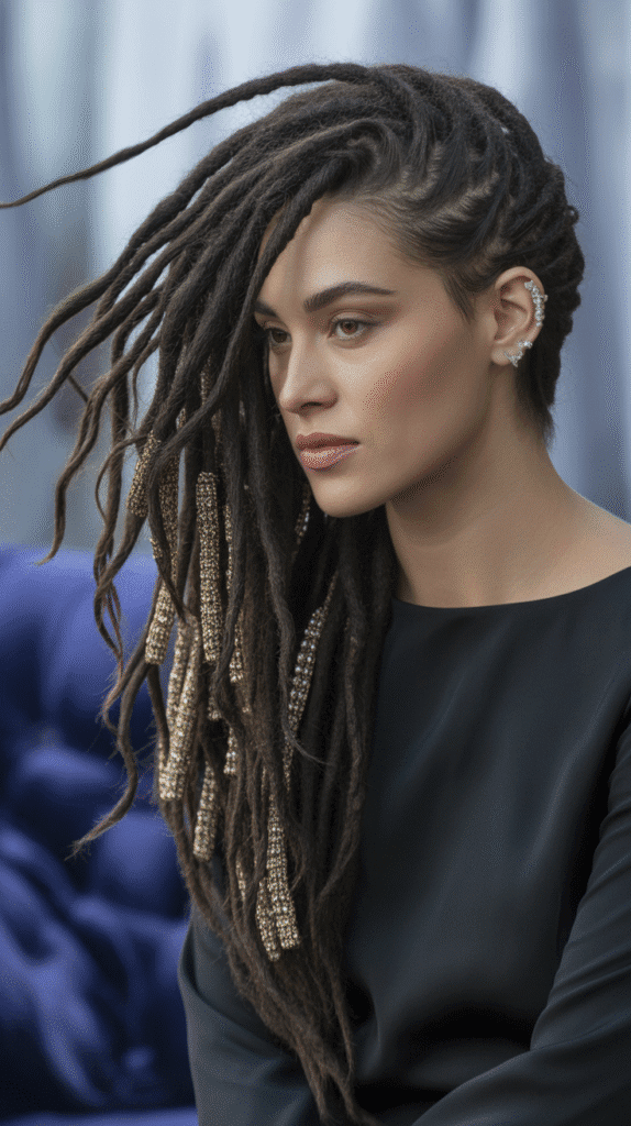 33 Trendy Dreadlock Styles for Ladies to Try This Year 23 Side-Swept Locs