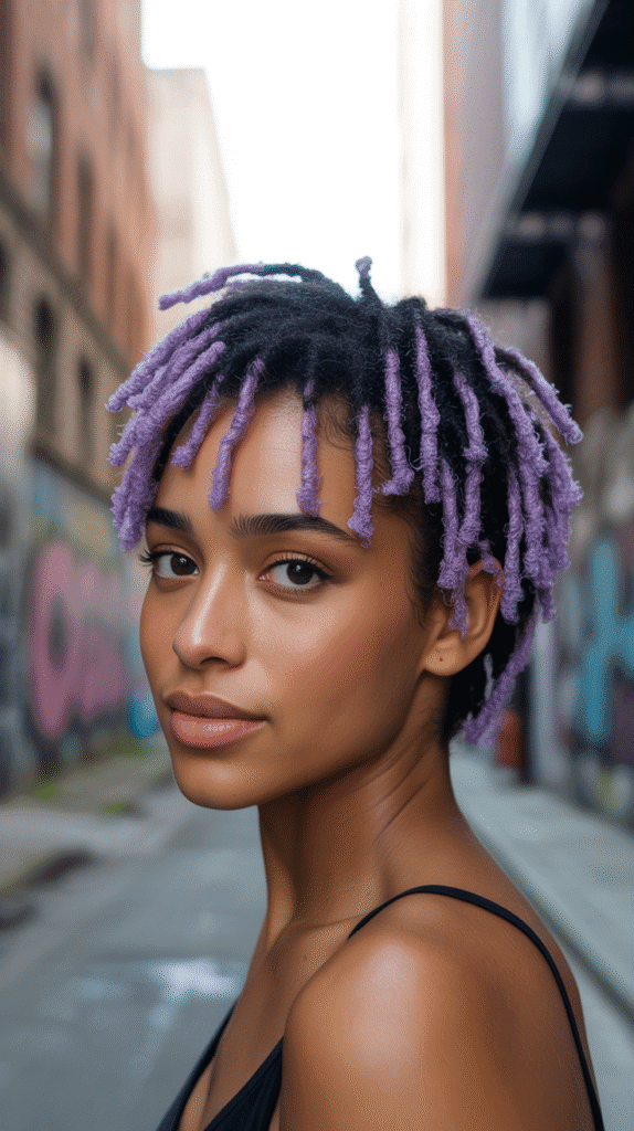 33 Trendy Short Dreadlock Styles for Black Women to Copy Now 4 Colored Tips Short Locs