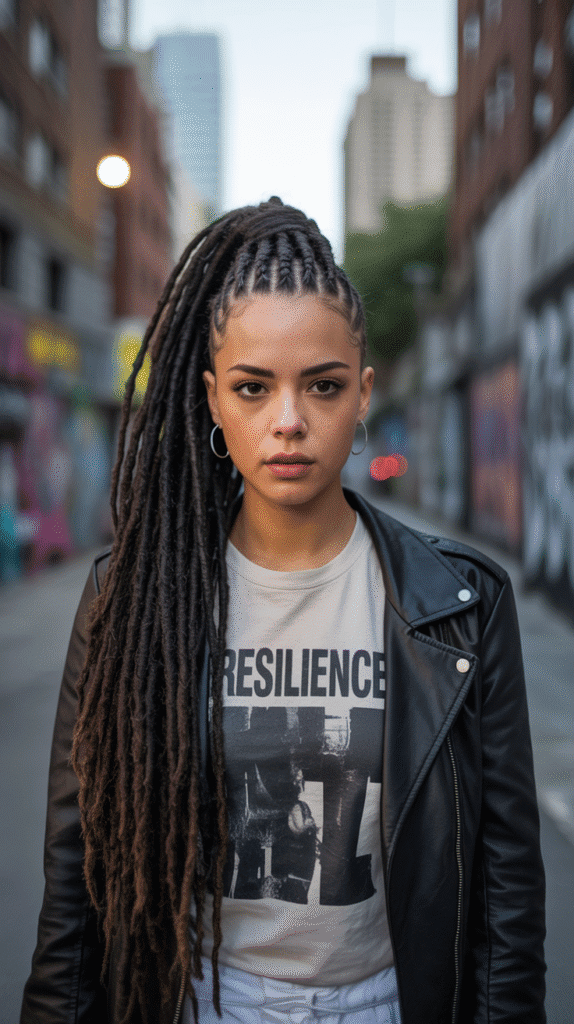 33 Latest Dreadlock Styles for Long Hair That Turn Heads 6 Braided Mohawk with Loose Ends