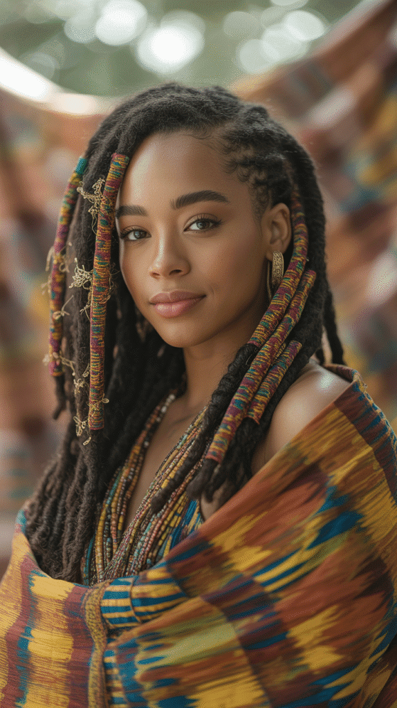 30 Latest Dreadlock Styles for Women That Inspire Confidence 18 Wrapped Locs with Fabric