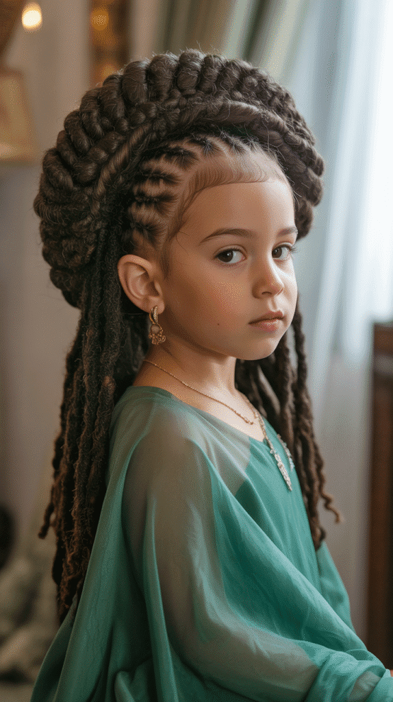 37 Adorable Dreadlock Styles for Kids That Are Easy & Cute 12 Crown Braid with Dreads