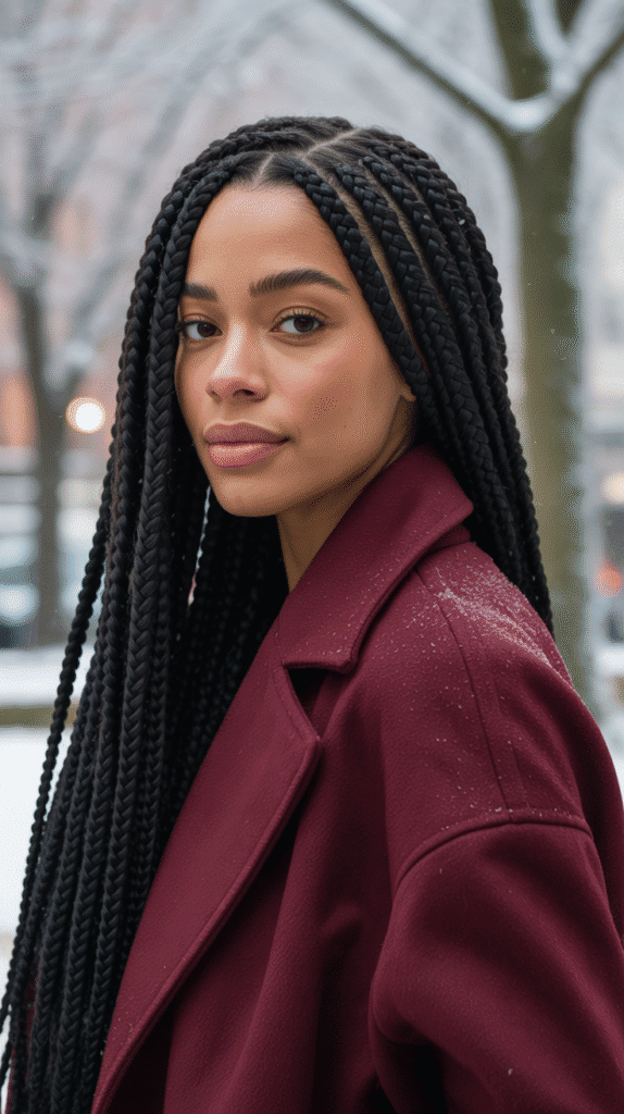 25 Stunning Winter Weave Hairstyles for Black Women That Slay All Season 5 Jumbo Box Braids Weave