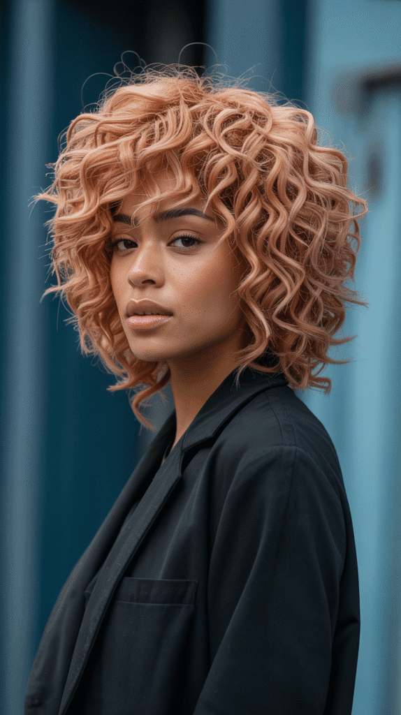 30 Curly Blonde Hairstyles for Black Women That Bring Volume & Bounce 8 Strawberry Blonde Curly Shag