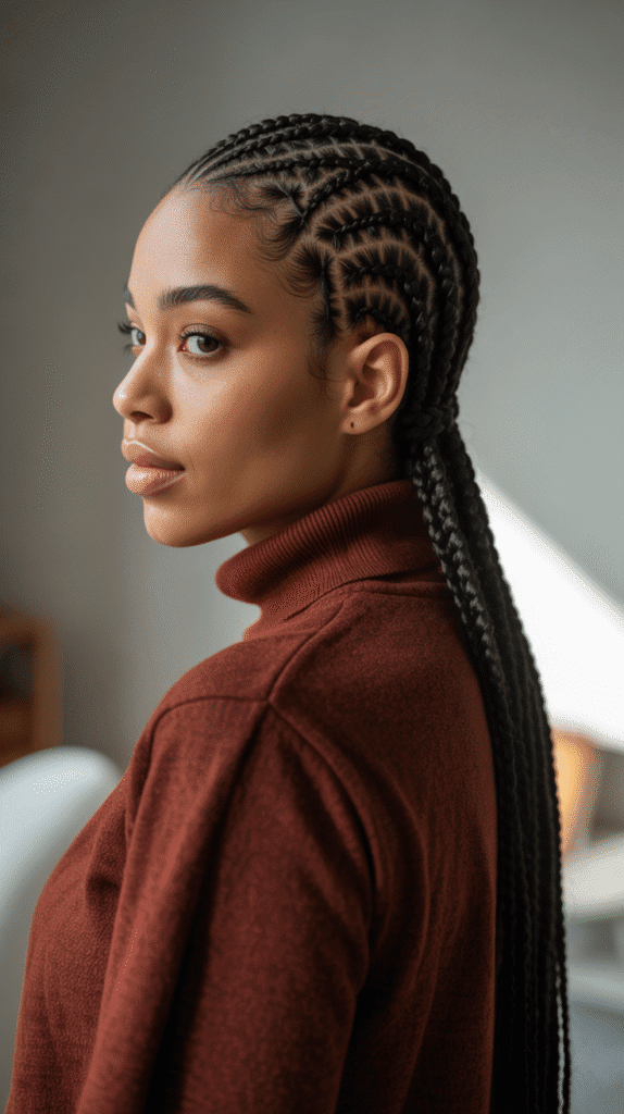 27 Best Winter Braided Hairstyles for Black Women to Stay Cute & Cozy 4 Cornrow Braids