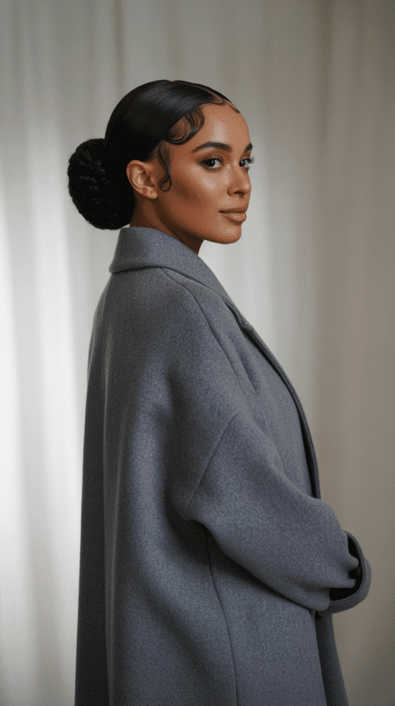 33 Trendy Winter Hairstyles for Black Women in 2025 You'll Fall in Love With 3 Sleek Low Bun with Baby Hairs