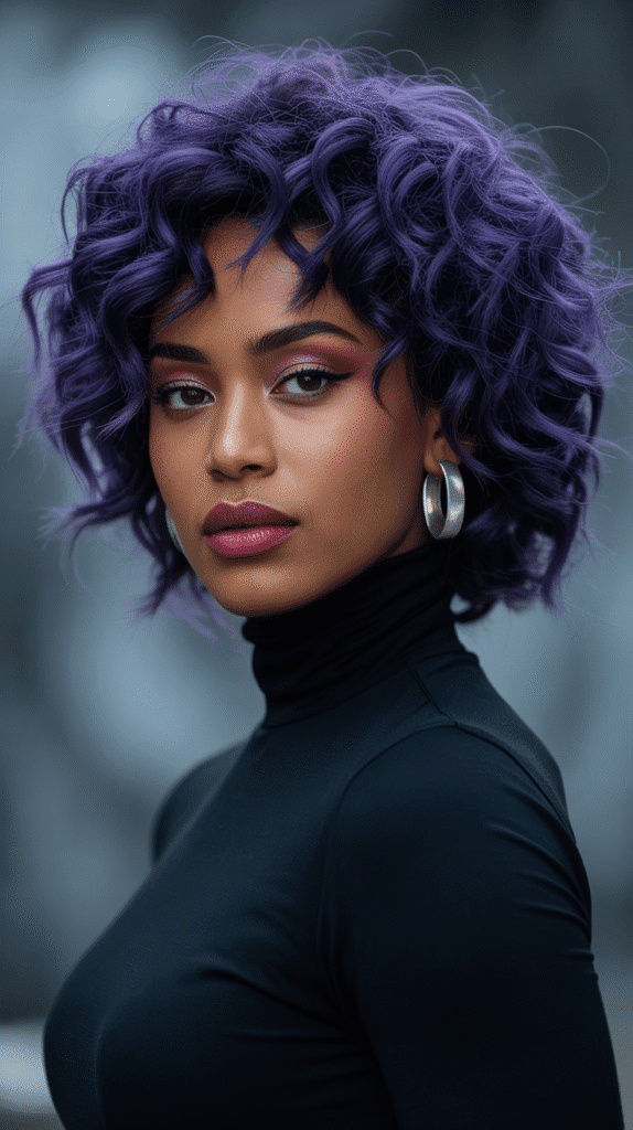 31 Bold Winter Hair Color Ideas for Black Women to Brighten the Cold Months 18 Electric Purple