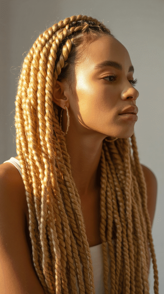 27 Blonde Twist Hairstyles for Black Women Perfect for Any Event 1 Honey Blonde Senegalese Twists