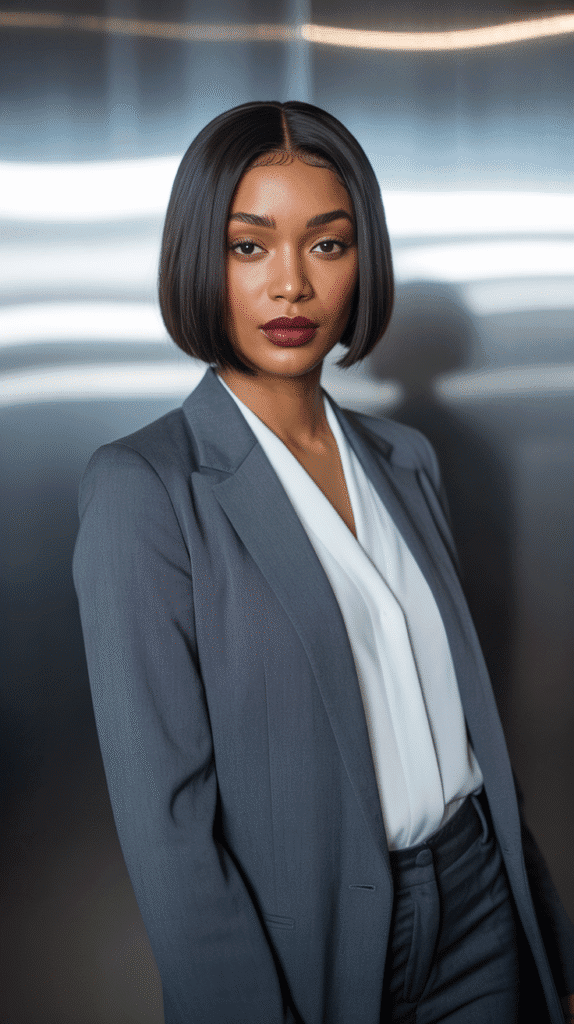 26 Flawless Winter Sew-In Hairstyles for Black Women That Look Effortless 5 Blunt Cut Bob Sew-In