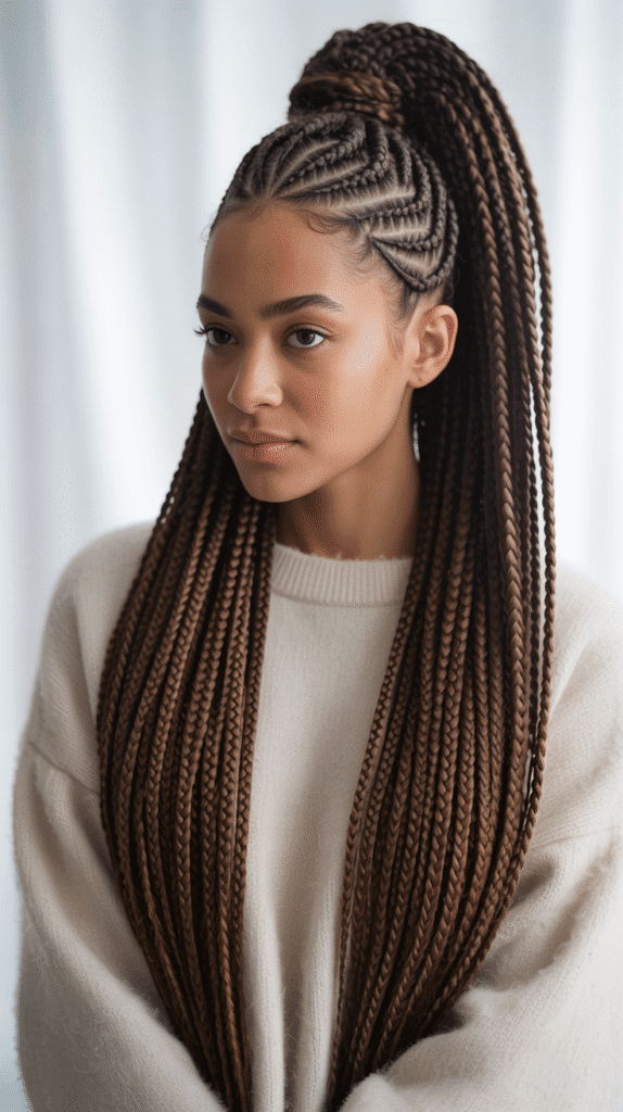 27 Best Winter Braided Hairstyles for Black Women to Stay Cute & Cozy 7 Triangle Box Braids