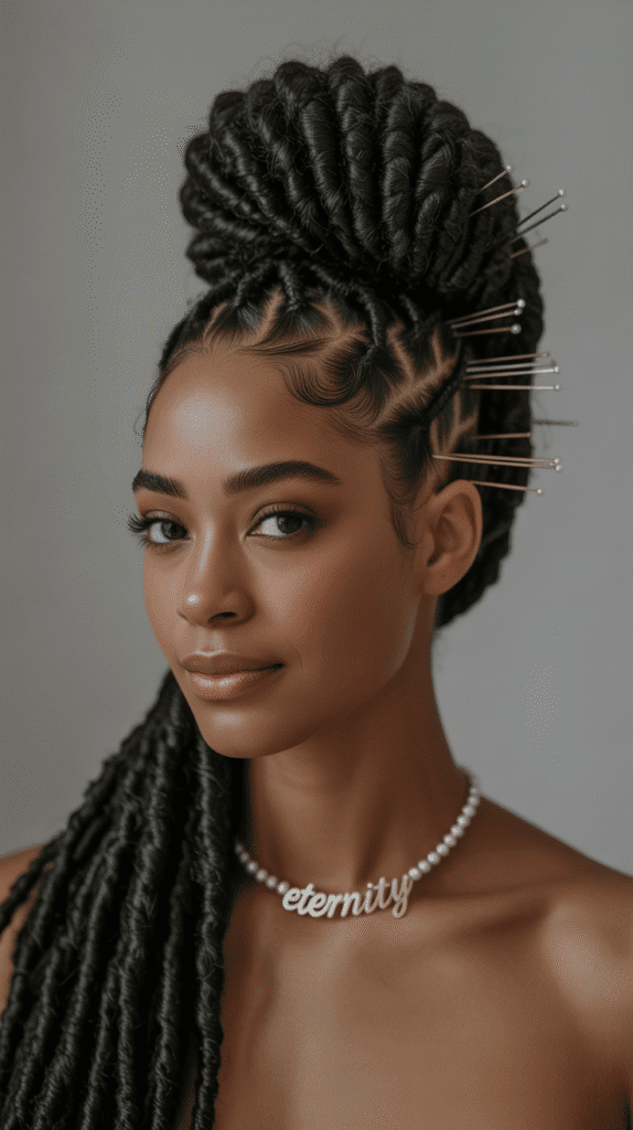 37 Gorgeous Long Dreadlock Styles for Black Women Full of Elegance 30 Long Twisted Updo with Locs