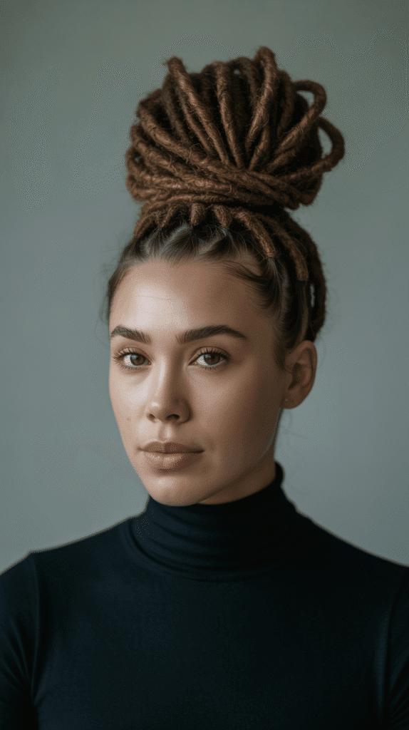 37 Elegant Dreadlock Styles for Women That Inspire Confidence 4 High Top Knot with Locs