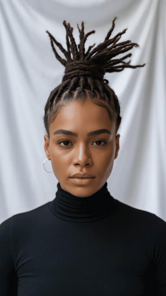 30 Latest Dreadlock Styles for Women That Inspire Confidence 28 Dreadlock Top Knot