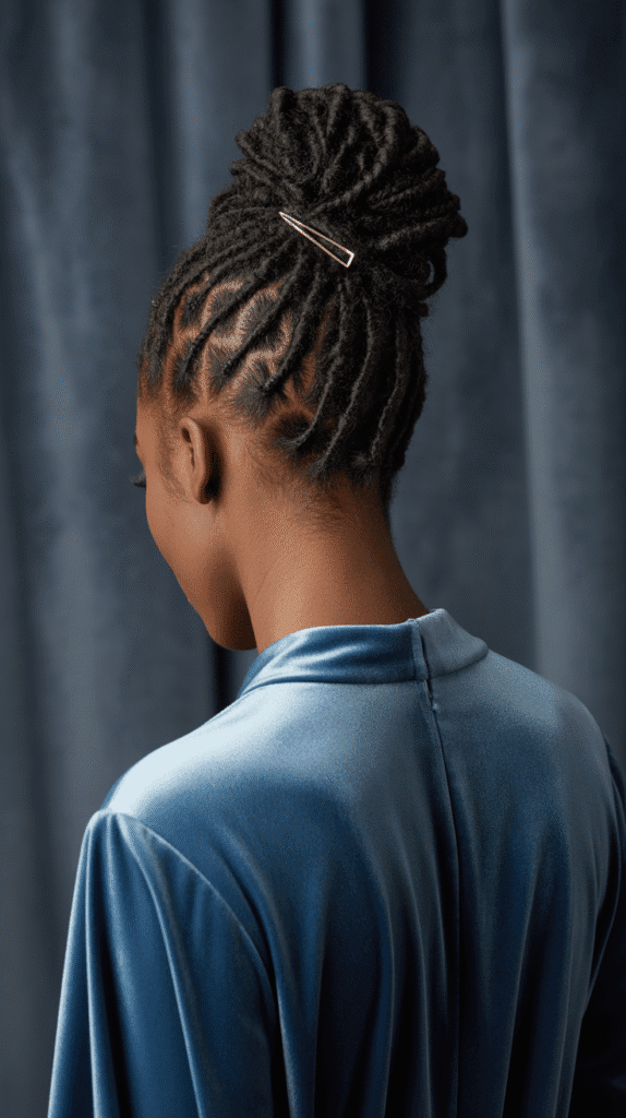 33 Chic Short Dreadlock Styles for Ladies That Stay in Style 14 Twisted Updo for Short Locs