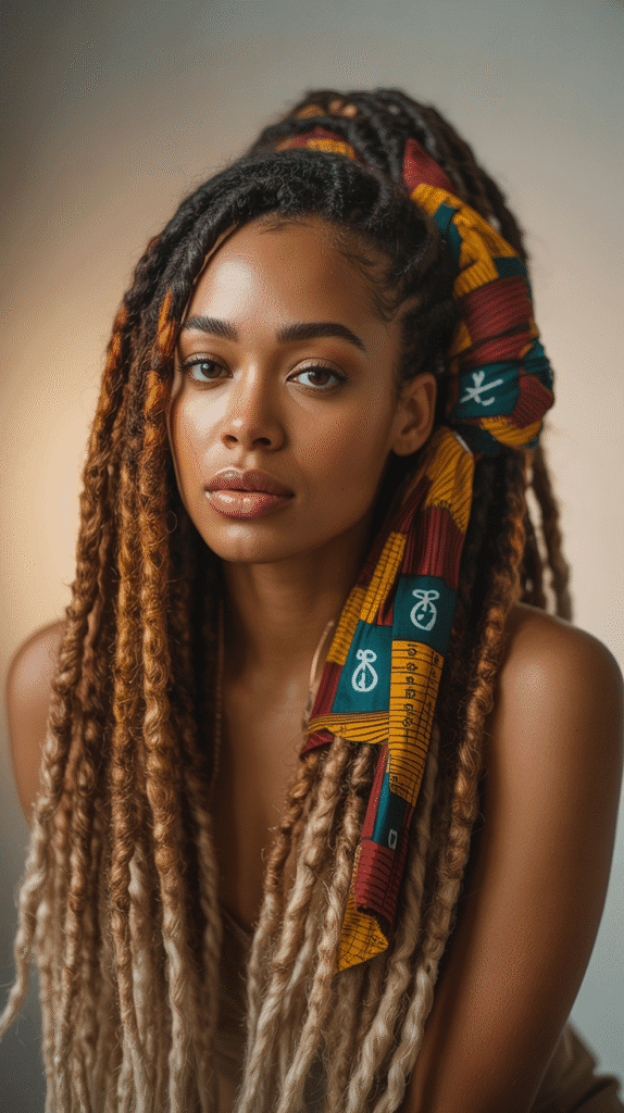 33 Latest Dreadlock Styles for Long Hair That Turn Heads 7 Low Ponytail with Decorative Wrap