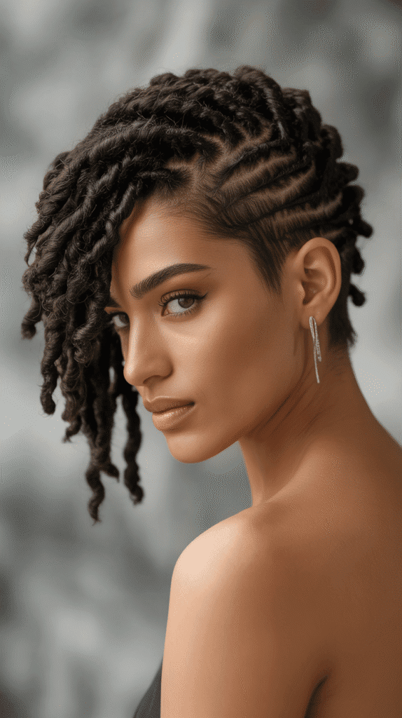 30 Stylish Dreadlock Styles for Short Hair That Look Fresh 20 Side-Swept Short Locs