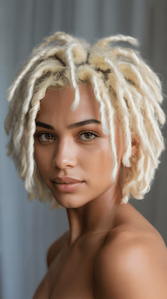 30 Stylish Dreadlock Styles for Short Hair That Look Fresh 27 Bleached Short Locs