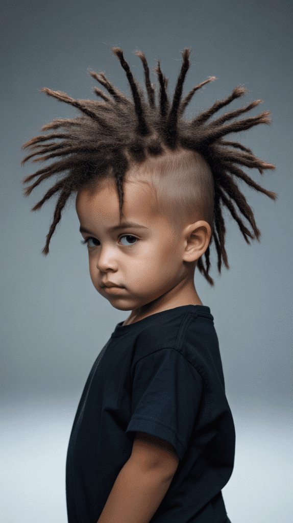 30 Latest Dreadlock Styles for Kids That Are Adorable 16 Mohawk Loc Style with Shaved Sides