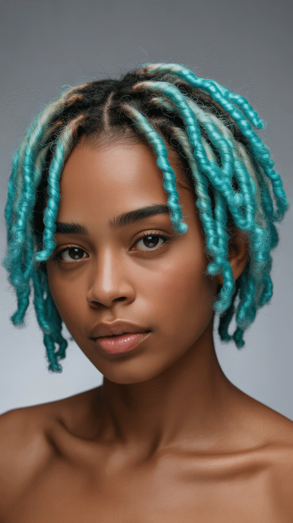 30 Stylish Dreadlock Styles for Short Hair That Look Fresh 21 Colored Tips on Short Locs