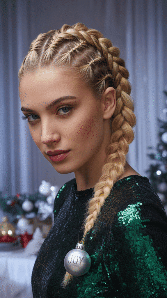 33 Trendy Christmas Party Hairstyles for Short Hair That Shine Bright 29 Mohawk Braid Down Center