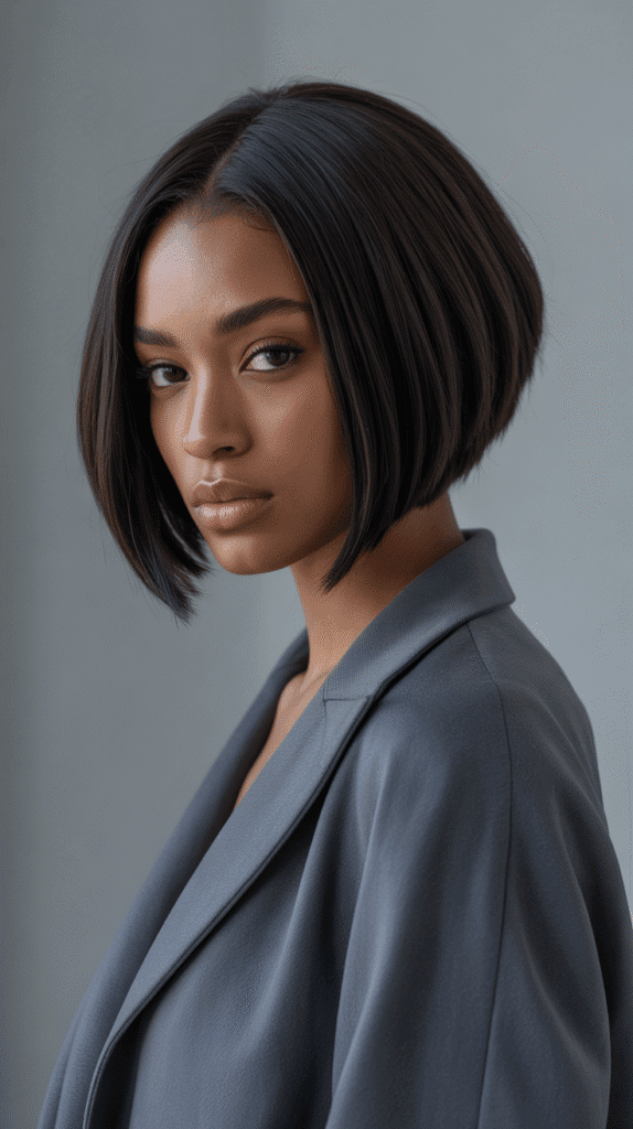 27 Sleek Straight Natural Hairstyles for Black Women Perfect for Winter 21 Sleek Straight Graduated Bob
