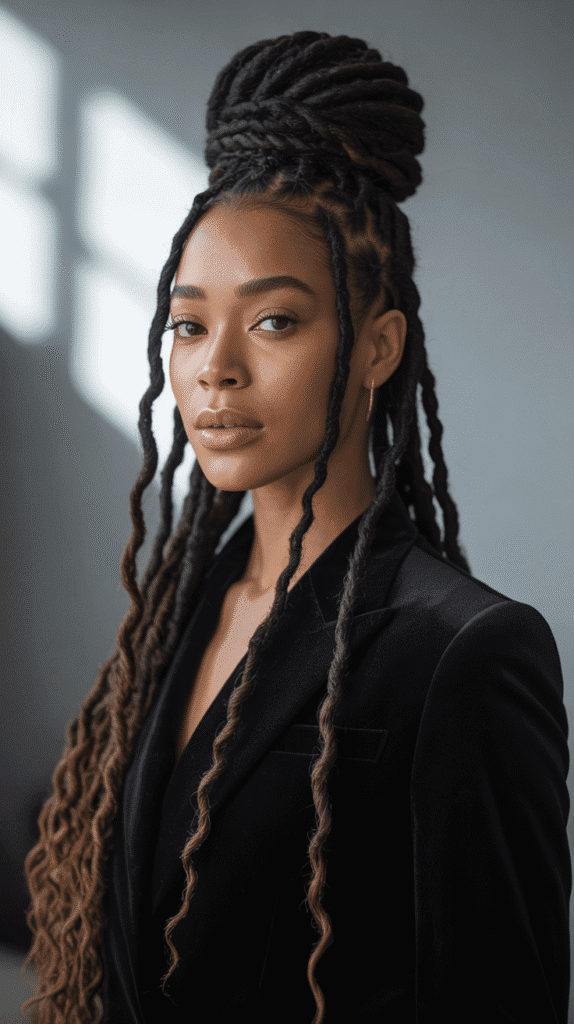 37 Gorgeous Long Dreadlock Styles for Black Women Full of Elegance 8 Long Loc Bun Styles