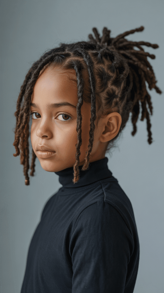 30 Latest Dreadlock Styles for Kids That Are Adorable 9 Loc Buns with Twisted Front
