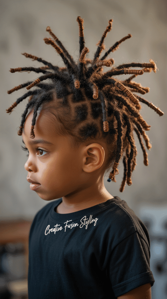 37 Adorable Dreadlock Styles for Kids That Are Easy & Cute 30 Loc Mohawk with Curled Ends