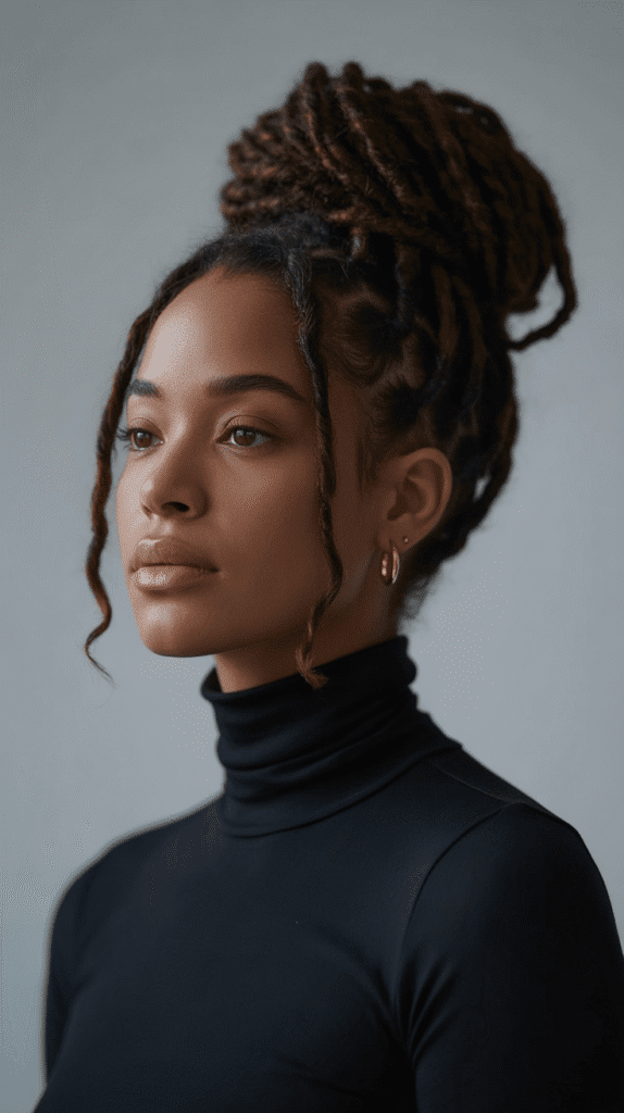 30 Latest Dreadlock Styles for Women That Inspire Confidence 2 High Top Bun with Locs