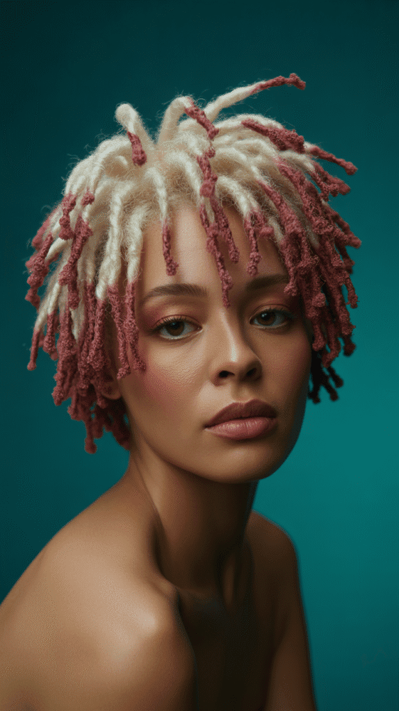 30 Stylish Dreadlock Styles for Short Hair That Look Fresh 6 Colored Short Locs