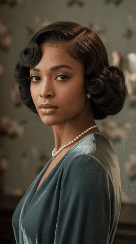 30 Beautiful 1930s Hairstyles for Black Women That Inspire Grace 17 Rolled Bangs with Sleek Back