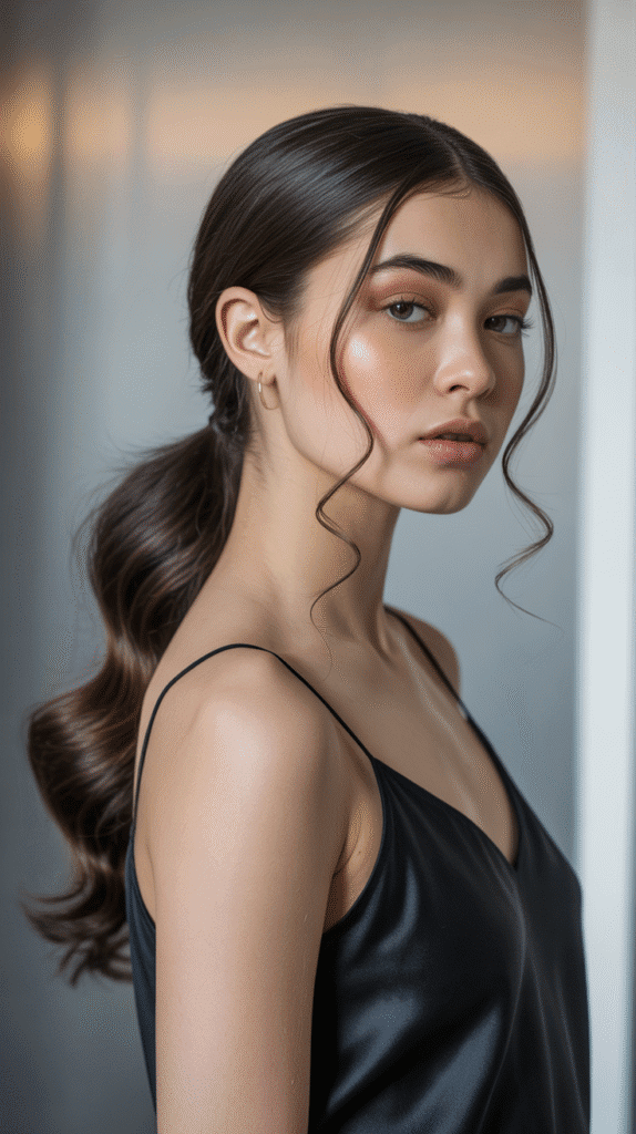 30 Elegant French Hairstyles for Long Hair That Turn Heads 6 Sleek Low Ponytail