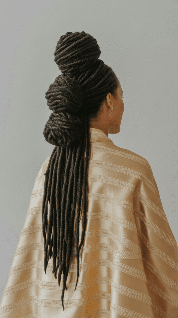 33 Latest Dreadlock Styles for Long Hair That Turn Heads 26 Stacked Bun Formation