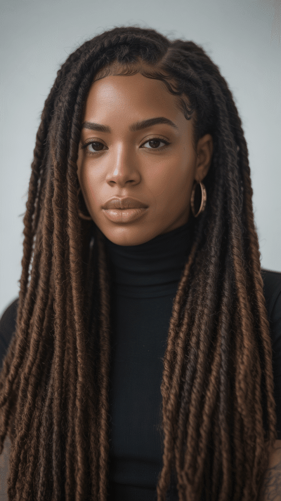 37 Best Dreadlock Styles for Black Women That Slay Every Look 8 Faux Locs with Straight Ends
