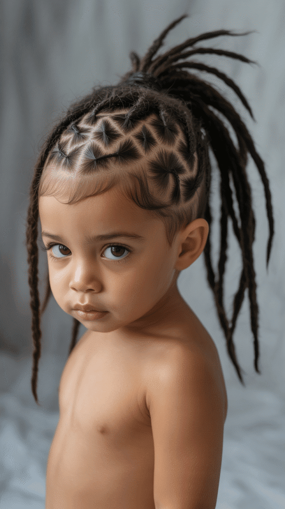 30 Latest Dreadlock Styles for Kids That Are Adorable 26 Criss-Cross Ponytail Locs