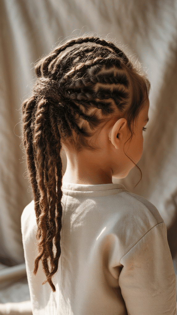 37 Adorable Dreadlock Styles for Kids That Are Easy & Cute 19 Rope Twist Ponytail