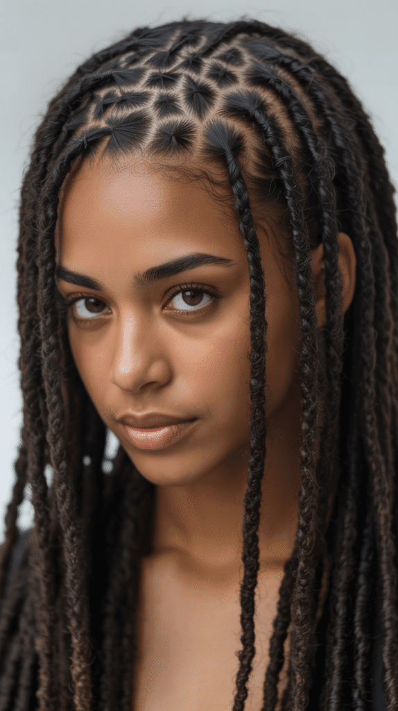 27 Latest Dreadlock Style Designs That Are Creative and Unique 17 Interlocked Locs with Precision Parts