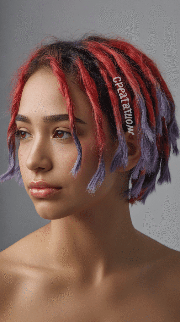 30 Latest Dreadlock Styles for Short Hair That Look Fresh 5 Colored Tips on Short Locs