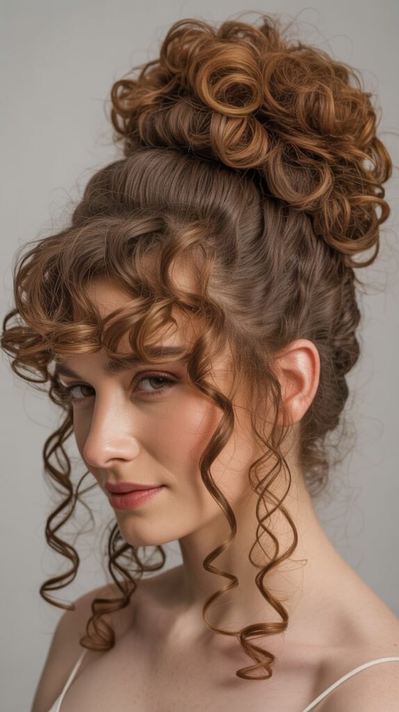 Top Knot with Curly Fringe and Face Frame