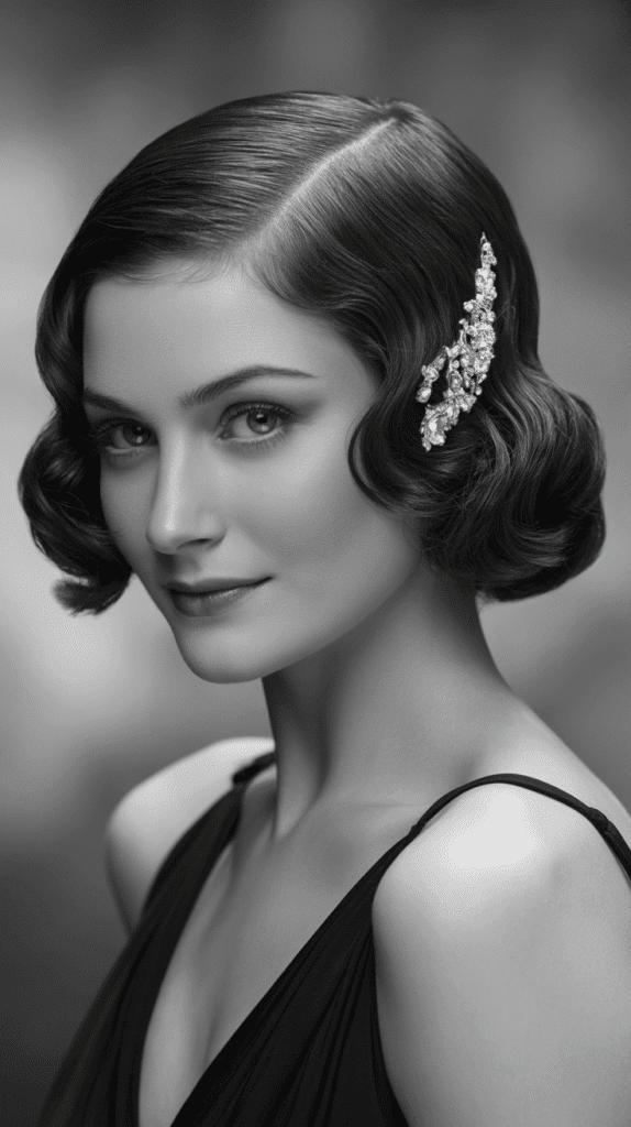 33 Elegant 1930s Updo Hairstyles for Long Hair You Must Try 6 Side-Swept Wave Updo