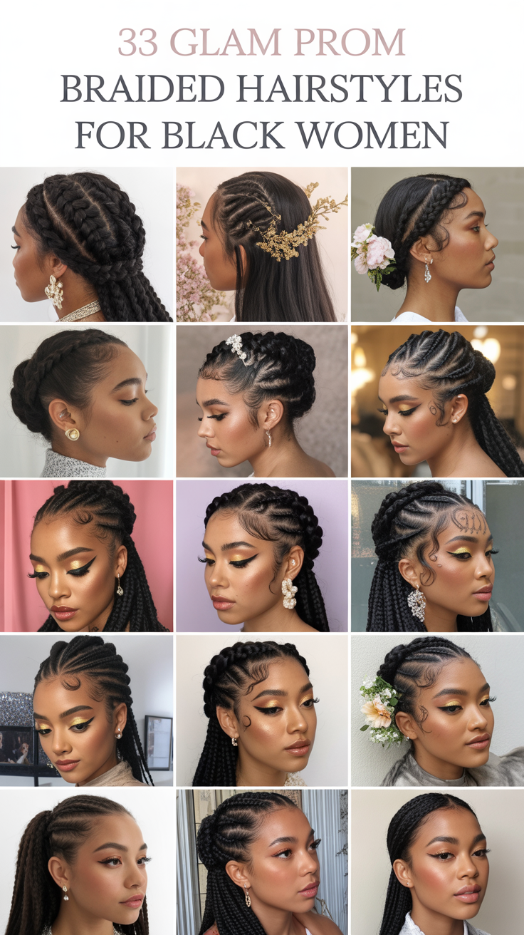 Glam Prom Braided Hairstyles for Black Women